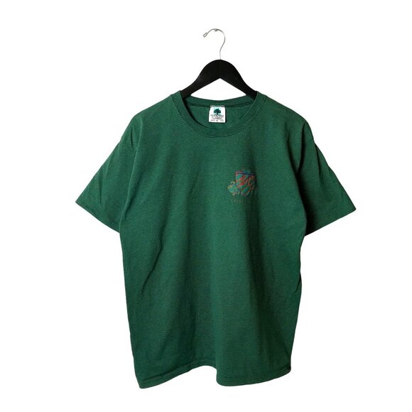 Edisto Beach SC Vintage Green L Striped Tee with Embroidered Crest Adult Unisex - Picture 2 of 11